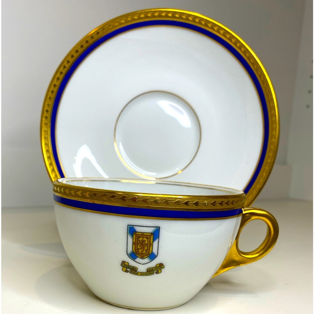 EUC VTG Wm. Guerin & Co France Limoges Teacup Saucer Heavily Gilded Scotland